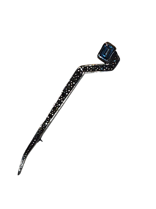 marcasite and aquamarine 3' sterling pin , 1980 german import., David's Antiques and Oddities