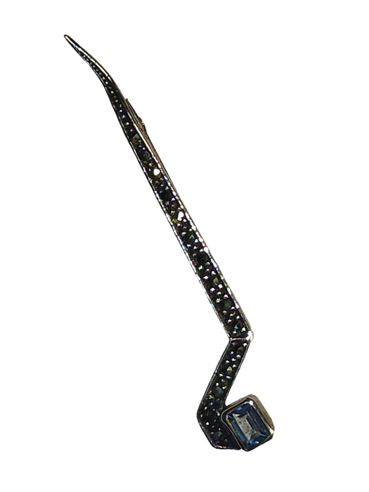 marcasite and aquamarine 3' sterling pin , 1980 german import., David's Antiques and Oddities