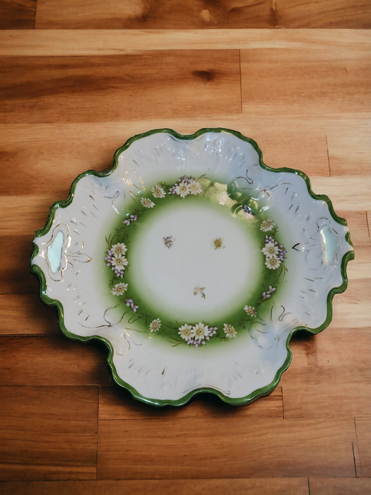 Green and White Floral Rosenthal & Co. B.R.C. Germany 11.25" Diameter Plate