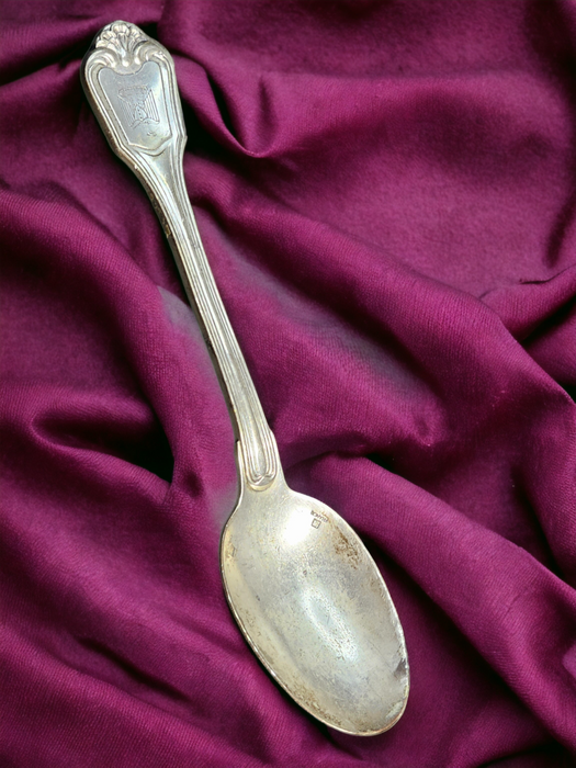 Title: Cristofle Silver 8" Serving Spoon with Iraqi Eagle - Saddam Hussein Era, Desert Storm 1991