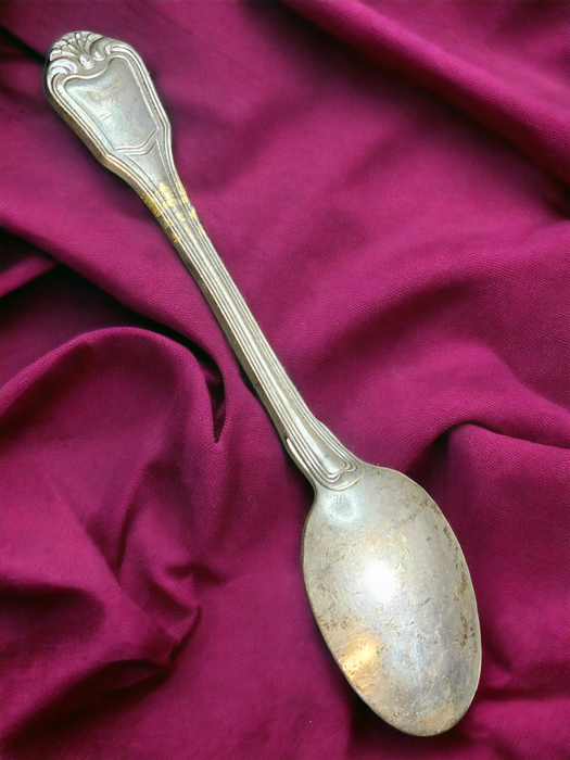 Title: Cristofle Silver 8" Serving Spoon with Iraqi Eagle - Saddam Hussein Era, Desert Storm 1991