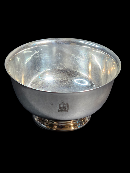 Iraqi Christofle France silver plated bowl, footed 7" wide 4" high, David's Antiques and Oddities