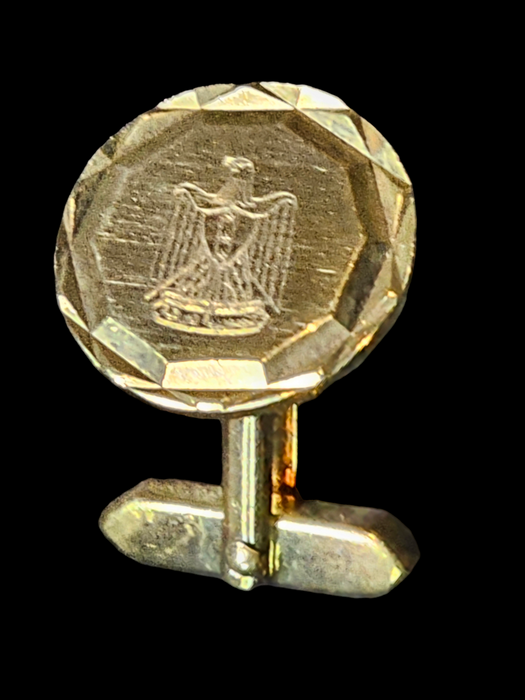 Iraqi gold tone cufflinks Ba'ath party eagle. .75" diameter., David's Antiques and Oddities