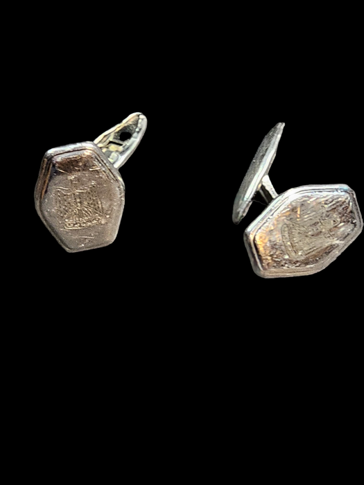 Iraqi silver tone cufflinks Ba'ath party emblem, David's Antiques and Oddities