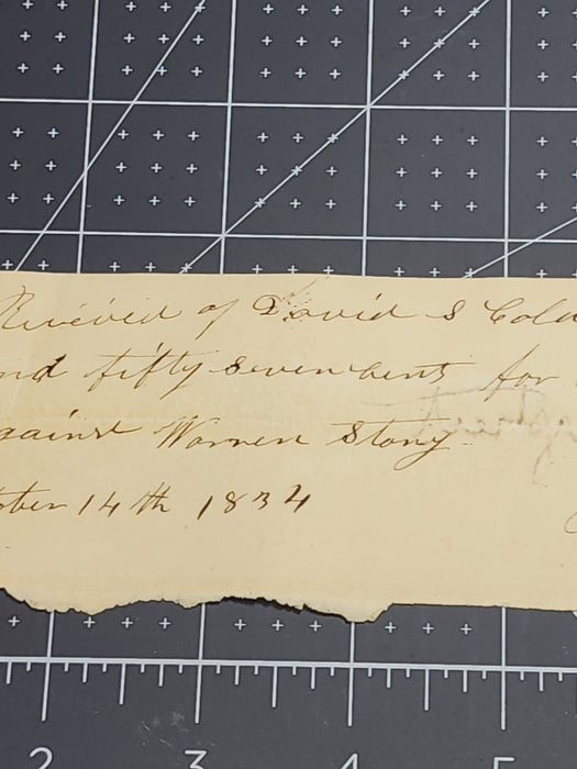 Confederate General James Longstreet  autograph 1834 Signed receipt . With provenance note.
