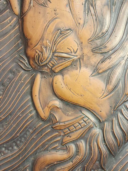 Mephistopheles " lucifer " 26 x 11 raised 1 3/8 inch relief copper over hardboard.