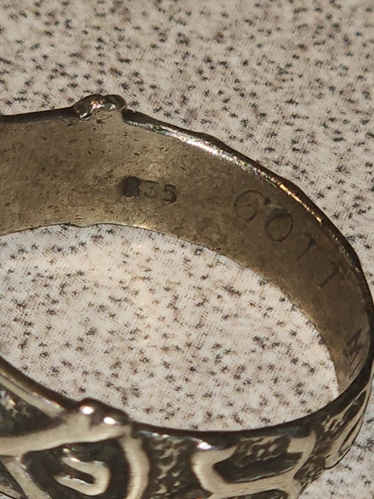 WW2 German Deaths' head ring 835 silver engraved" Got Mit Um.