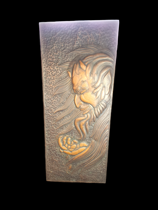 Mephistopheles " lucifer " 26 x 11 raised 1 3/8 inch relief copper over hardboard.