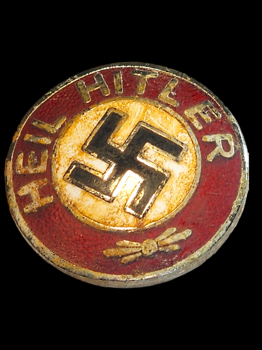 WW2 GERMAN HEIL HITLER ENAMELED LAPEL PIN MARKED RZM