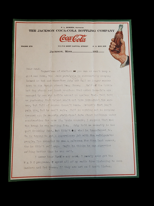 Coca-Cola Letter on cool letterhead
