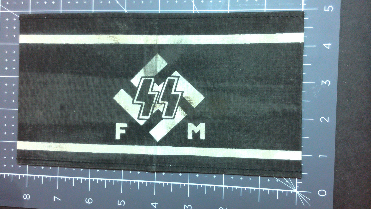 SS F.M. Black with double bands in white . Made of linen