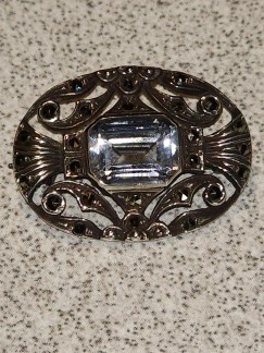 Elegant Synthetic Aquamarine and Marcasite Sterling Silver Pendant