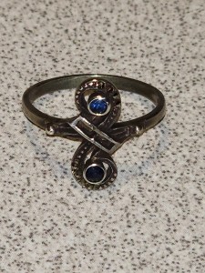 Timeless Marcasite and Synthetic Blue Sapphire Sterling Silver Ring – German Import, Size 7 (1980)