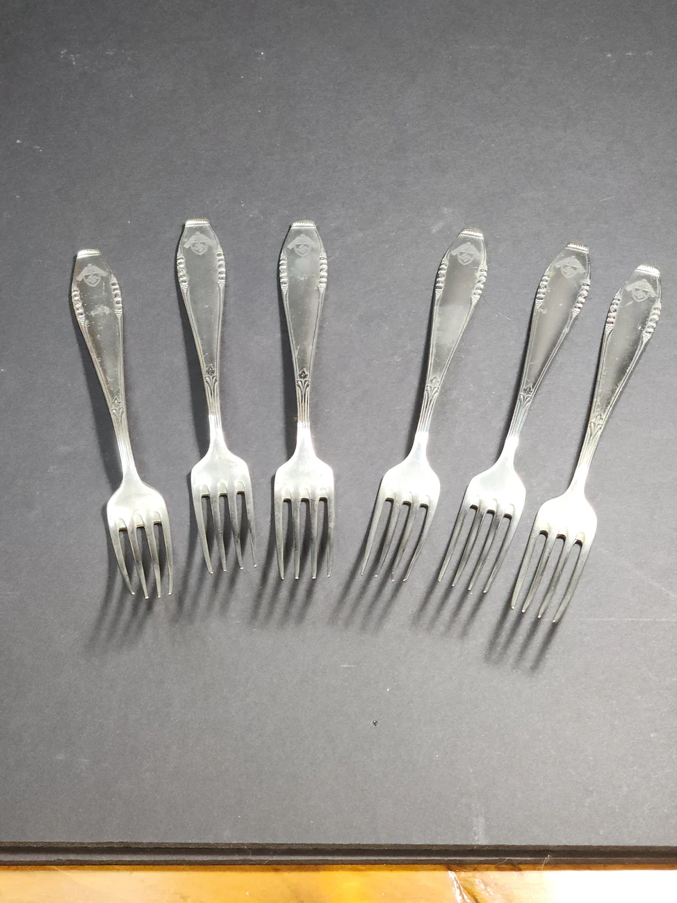 Title: Set of 6 Alpaca Forks with RAD (Reichsarbeitsdienst) Iconography by A.N Bernhard Naunheim