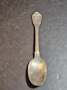 Saddam Hussein spoon with iraqi eagle on handle christofle maker hallmarked 6.75