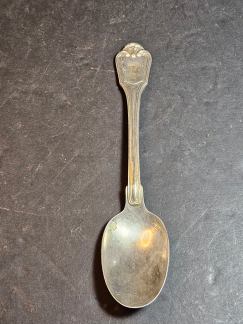 Saddam Hussein spoon with iraqi eagle on handle christofle maker hallmarked 6.75