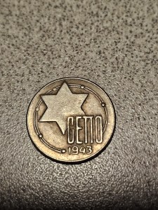 1943 Getto coin WW2 jewish/ dime size/brass