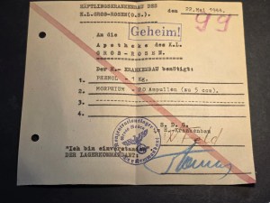 GERMAN WWII MEDICAL DOCUMENT from GROSS-ROSEN, 1944