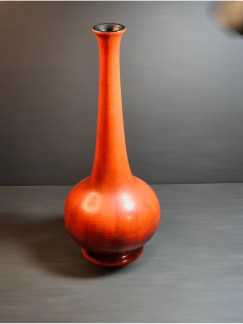 Royal Haegar MCM Vase Bold Orange Ceramic. Original Company Label.