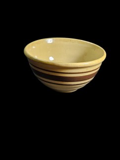 Yellow ware weller bowl 6" small hairline by rim tight