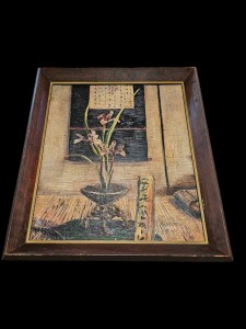 Asian theme Pallet painting 27 x24 Artist M. Tyler Green Haven prison as found