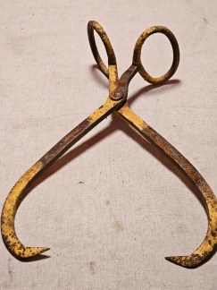 15 " ice tongs farm fresh from pa amish country/makers mark incised