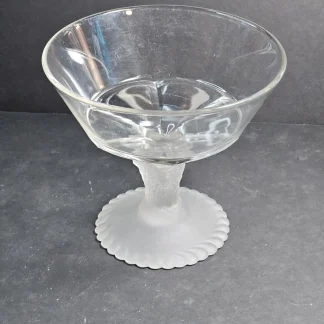 Pressed glass lion head compote frosted base 7"high 8" diameter Perfect
