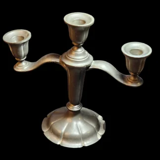 Pair of Pewter candelabras ,2 with 3 candles each , unmarked ,1930s, 60oz.