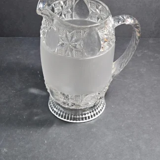 Pressed Glass water picture, 8.25" high 7" wide to handle