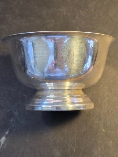 Iraqi Christofle France silver plated bowl, footed 7" wide 4" high