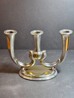 Candelabra by WMF hallmark is made by Württembergische Metallwarenfabrik, 7.5"x 10" 1930s