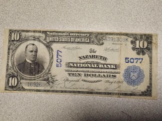 U.S. (Nazareth, PA) - Series of 1902 $10.00 National Currency Banknote