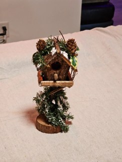 Christmas Birdhouse 9 " 1980s never used as found/with tags/