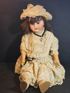 Limoges France Doll 22/23 inches marked dress Blue eyes no damages great find