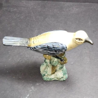 Ceramic hand painted bird blue and off white