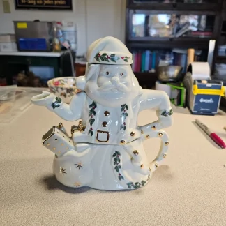 Santa stacking tea pot with creamer and sugar new old stock from the late 70s