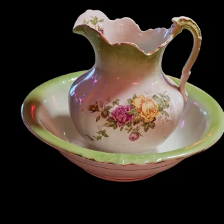 Buffalo pottery pitcher and bowl 17.5" across bowl 11.5" pitcher perfect