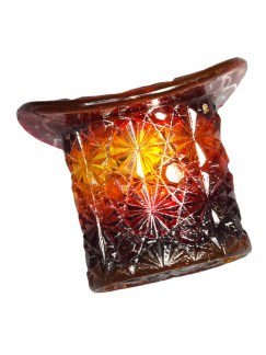 Pressed Glass Burnt Orange MCM 3x3 " Top Hat.