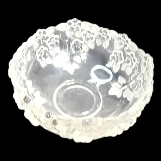 Pressed Glass Raised Floral Relife with Frosted and Unfrosted Glass 8 inch diameter