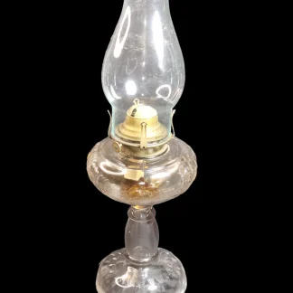 Late 19th Century American Kerosene Lamp with Floral and Diamond Motif
