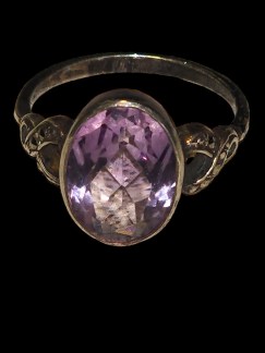 "1980 German-Imported Amethyst & Marcasite Sterling Ring"