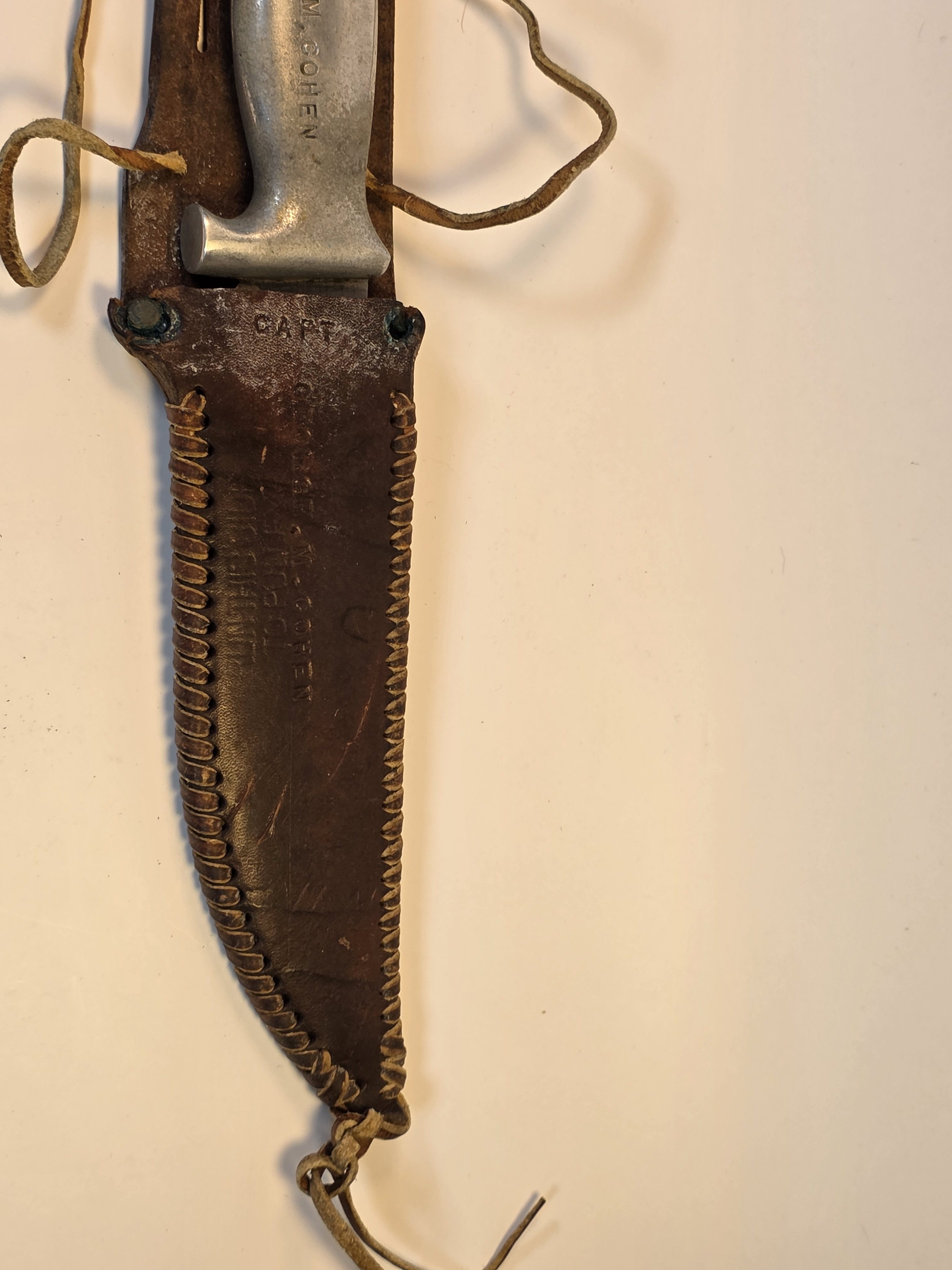 Original WWII Trench Art Knife with 1945 Dated Sheath - Image 3