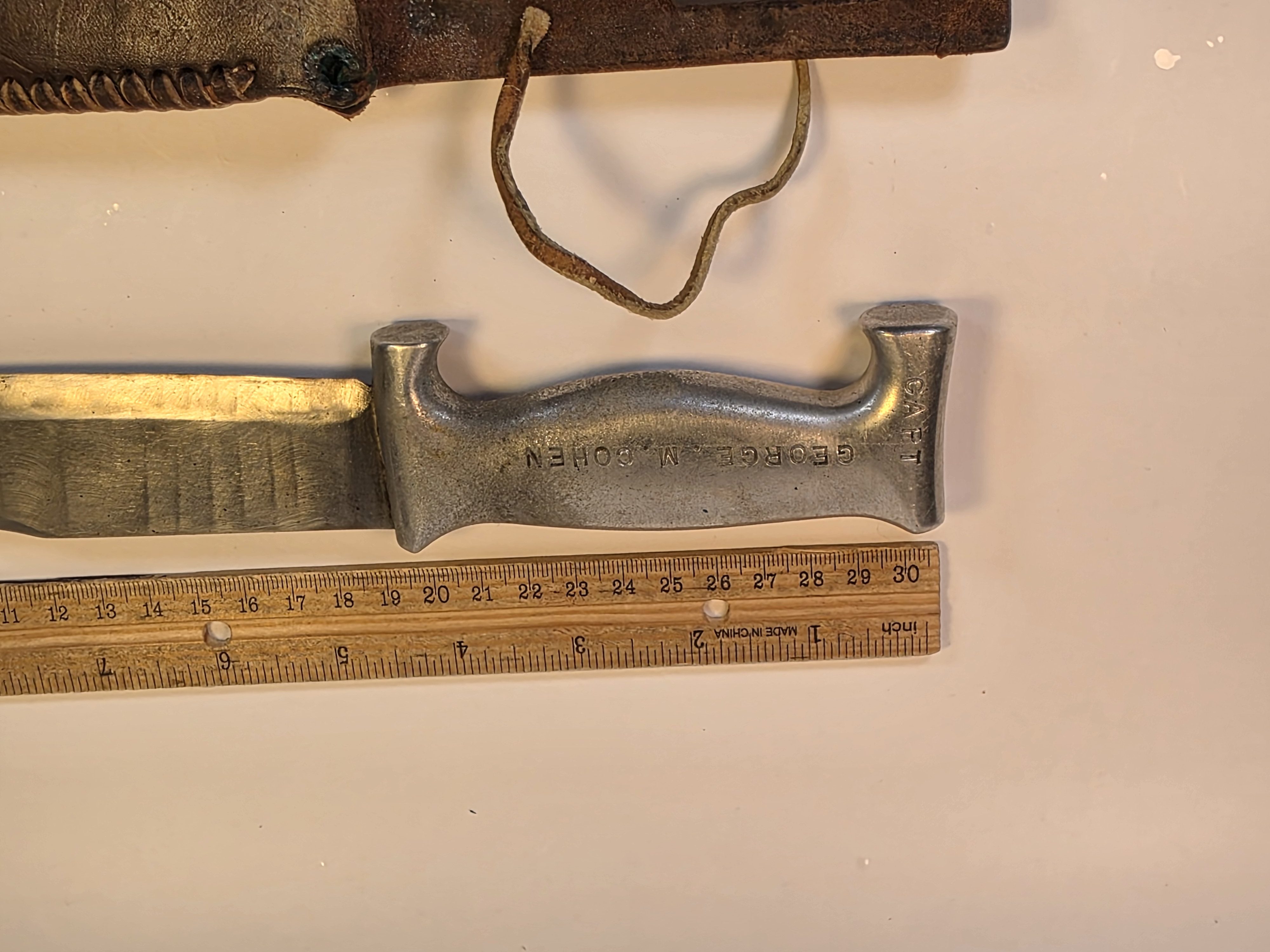 Original WWII Trench Art Knife with 1945 Dated Sheath - Image 10