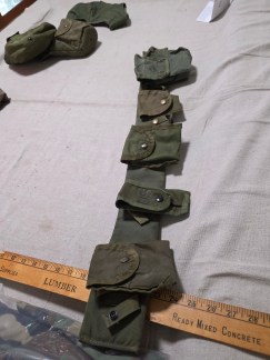 Authentic US Army M-1956/M-1967 Web Belt Kit with Vietnam Era OD Green Pouches