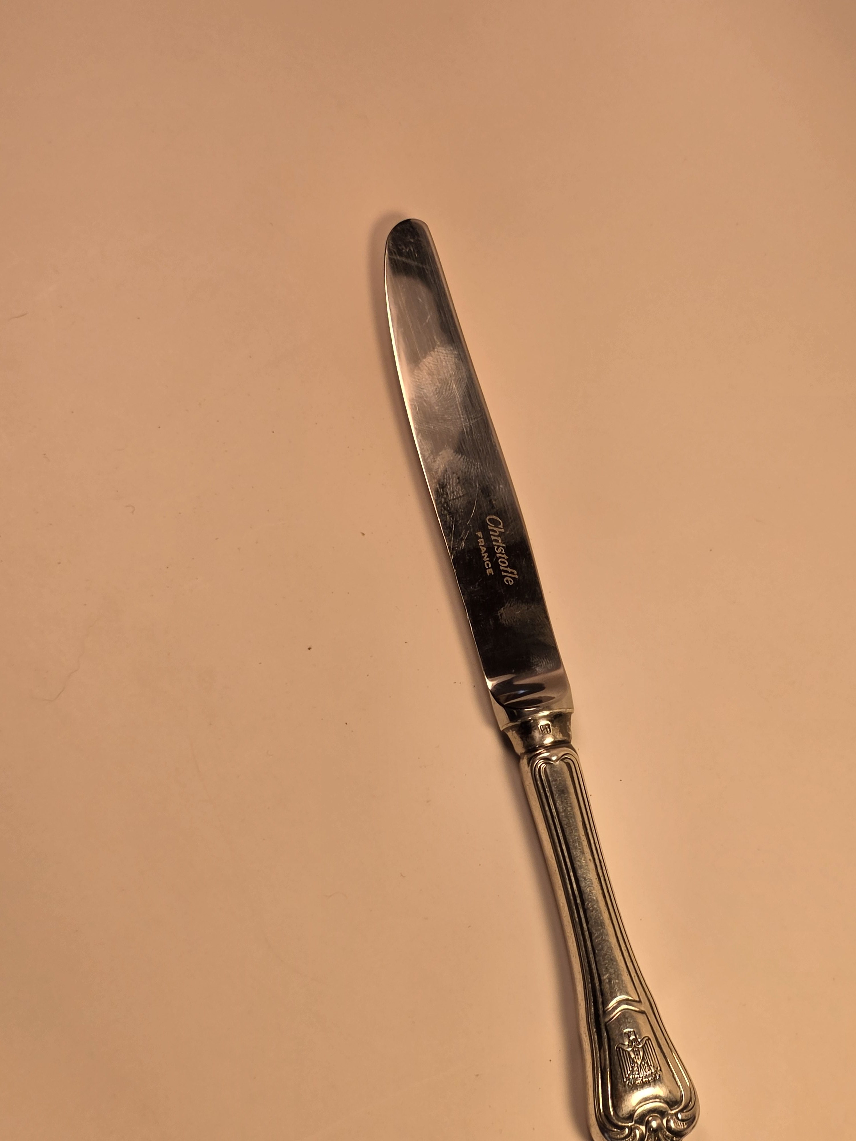 HISTORIC: Single Saddam Hussein Palace Christofle Silver Plated Knife (Dessert/Butter Size) - Image 7