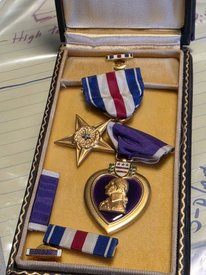 WWII Officially Named Combat Medal Grouping: Durham Nichols Silver Star, Purple Heart, and Original Presentation Case