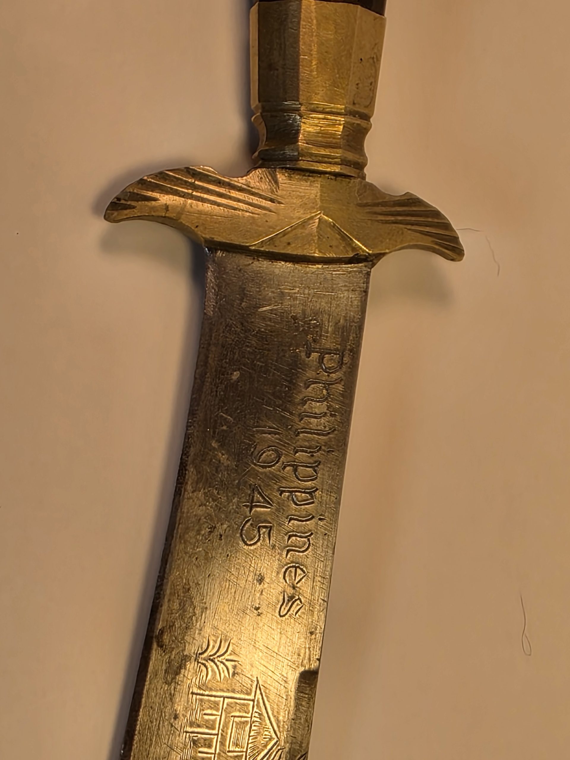 WWII 1945 Philippines Theater Knife โ Hand-Engraved Souvenir Dagger - Image 7